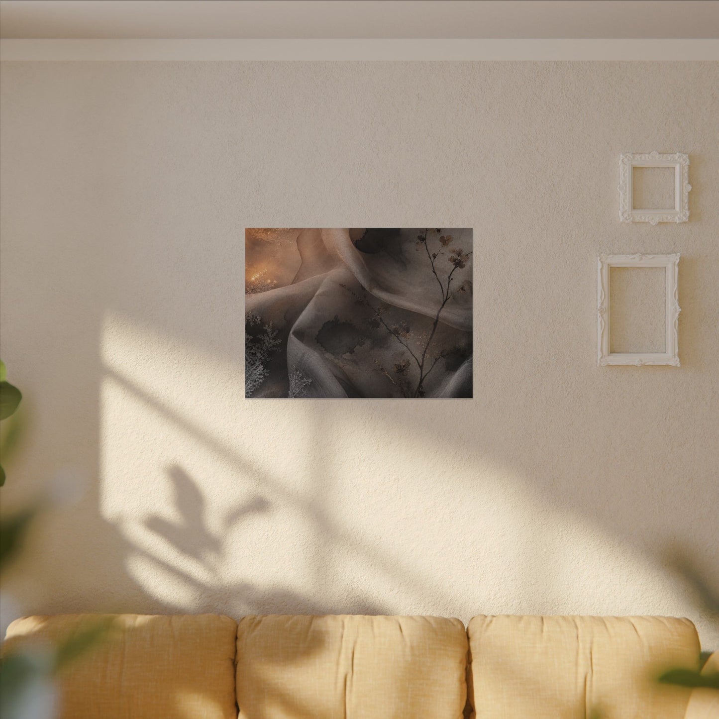 Japandi Silk Drape in Candlelight | Watercolor Canvas Art