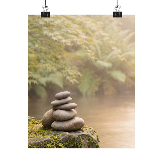 River Stones Summer Wall Art Print | Japandi Cozy Design Art Print