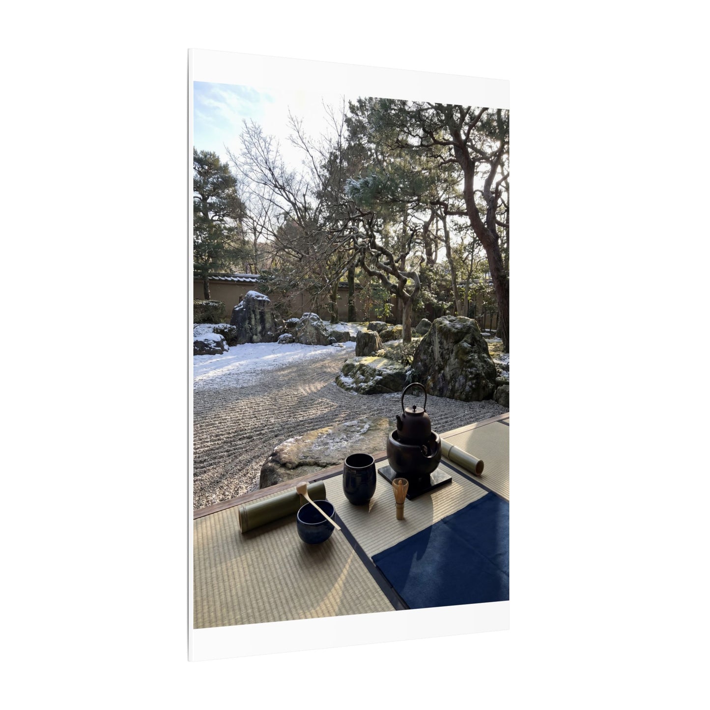 Winter Tea Ceremony Karesansui Canvas Art | Serene Decor