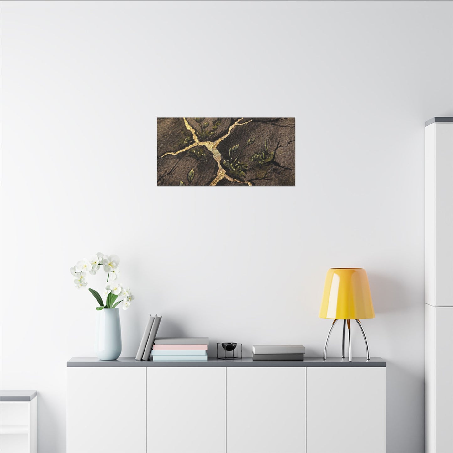 Spring Cracked Earth Charcoal Ink Canvas Art | Luxurious Decor