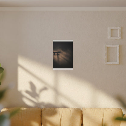 Torii Gate Shadow Zen Canvas Art | Bold Dark Japandi Art