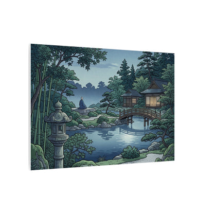 Summer Moonlit Garden Ukiyo E Inspired Canvas Art | Serene Decor