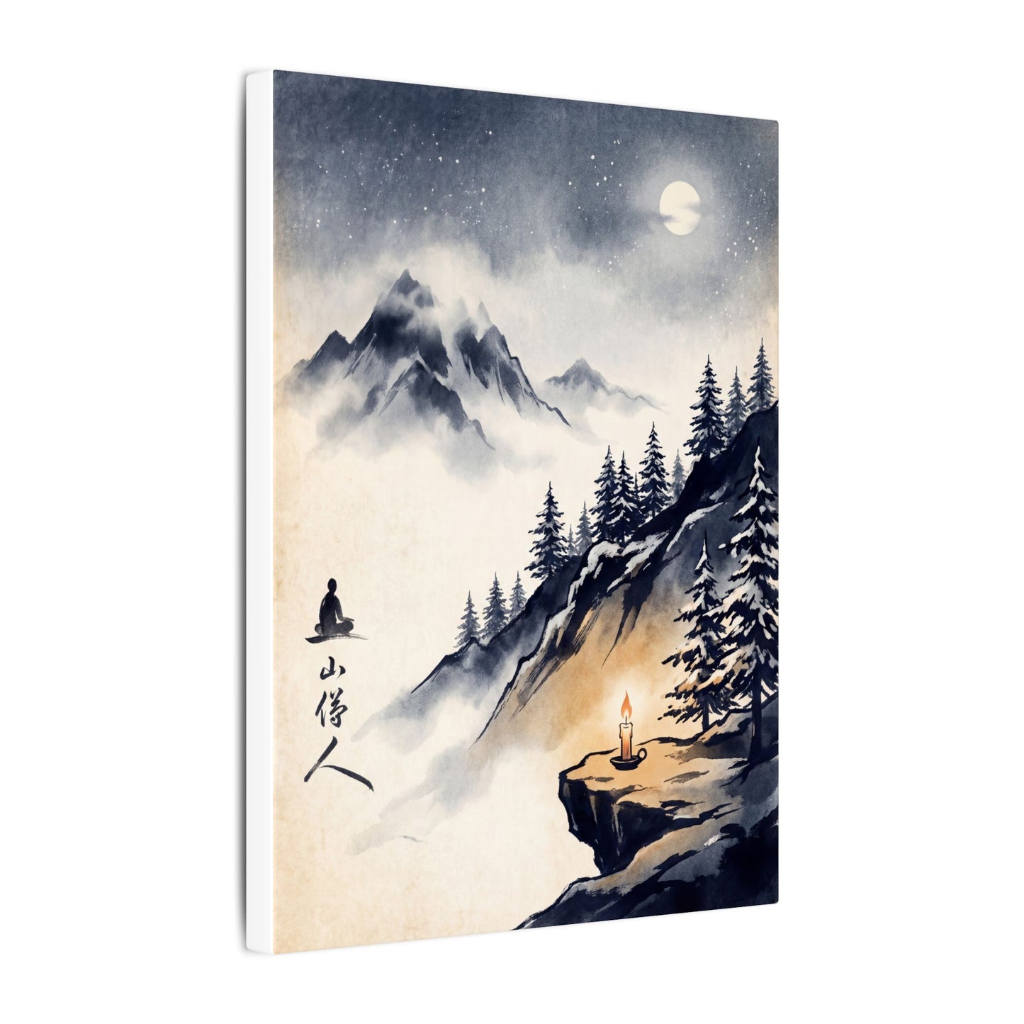 Mountain Mist Canvas Art | Winter Zen Ukiyo E Inspired Art