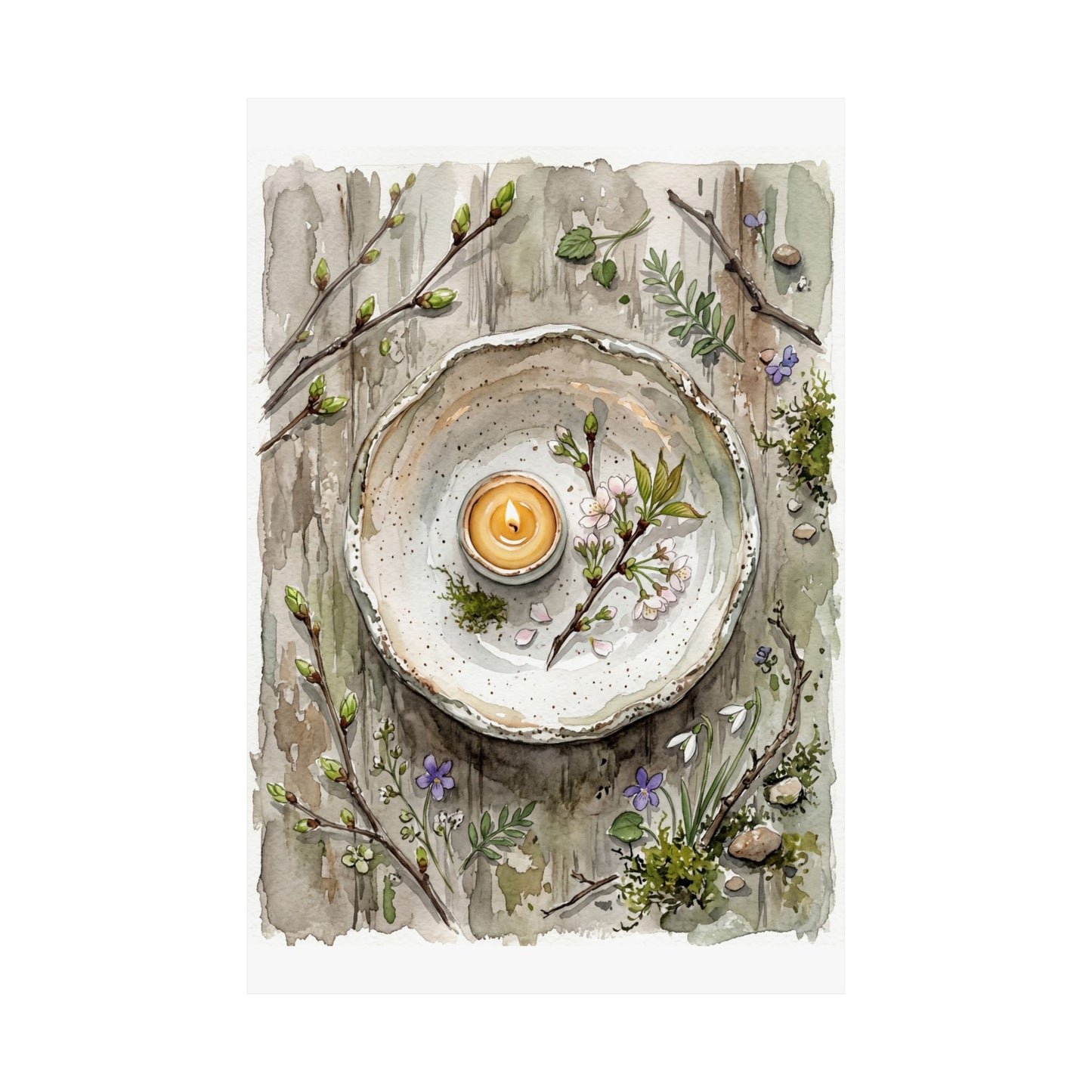 Spring Ceramic Bowl Watercolor Wall Art Print | Elegant Decor
