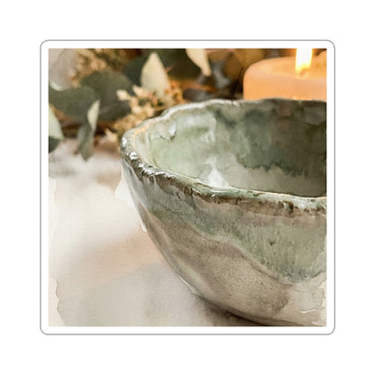 Ma Ceramic Bowl Sticker - Japandi Watercolor Art Print