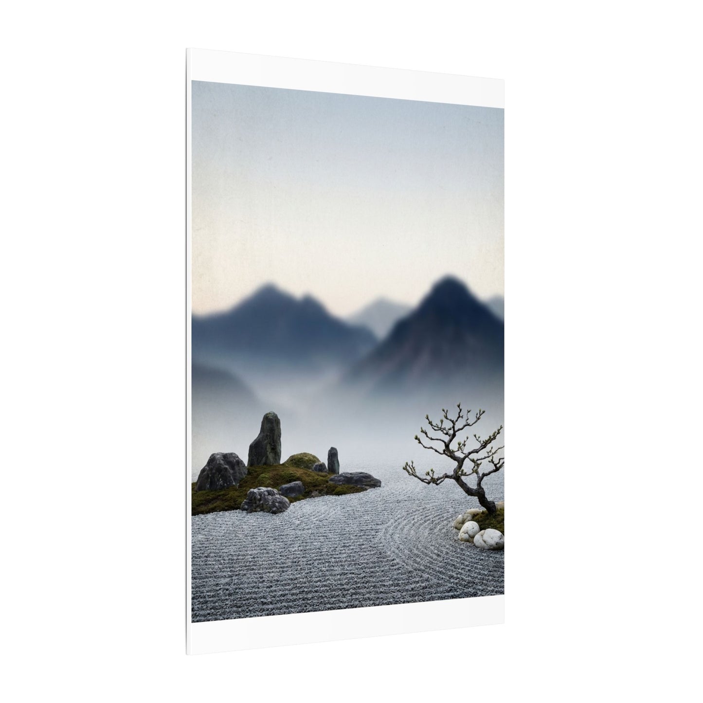 Mountain Mist Karesansui Canvas Art | Contemplative Zen Art