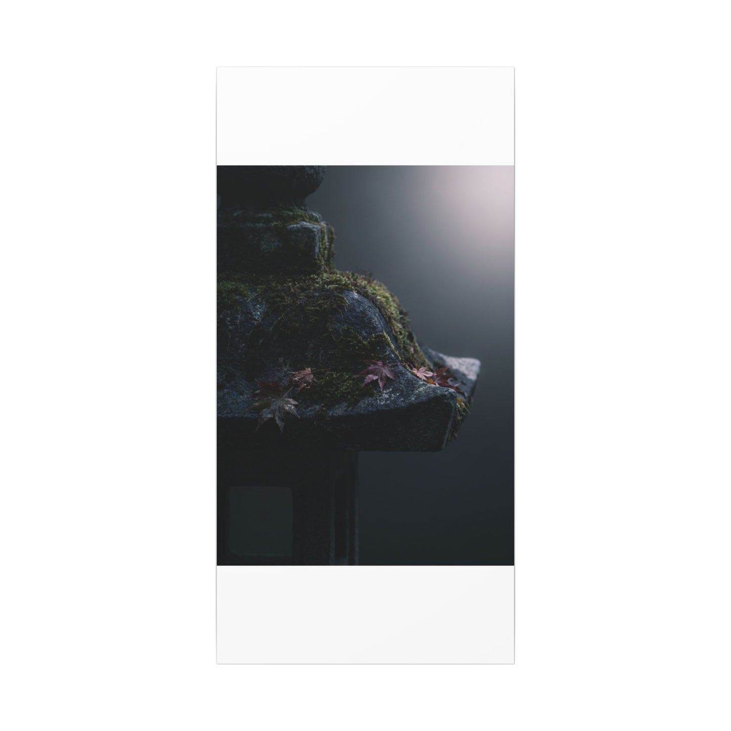 Stone Lantern Moody Minimal Canvas Art | Sophisticated Dark Japandi Art