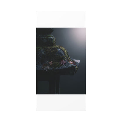 Stone Lantern Moody Minimal Canvas Art | Sophisticated Dark Japandi Art