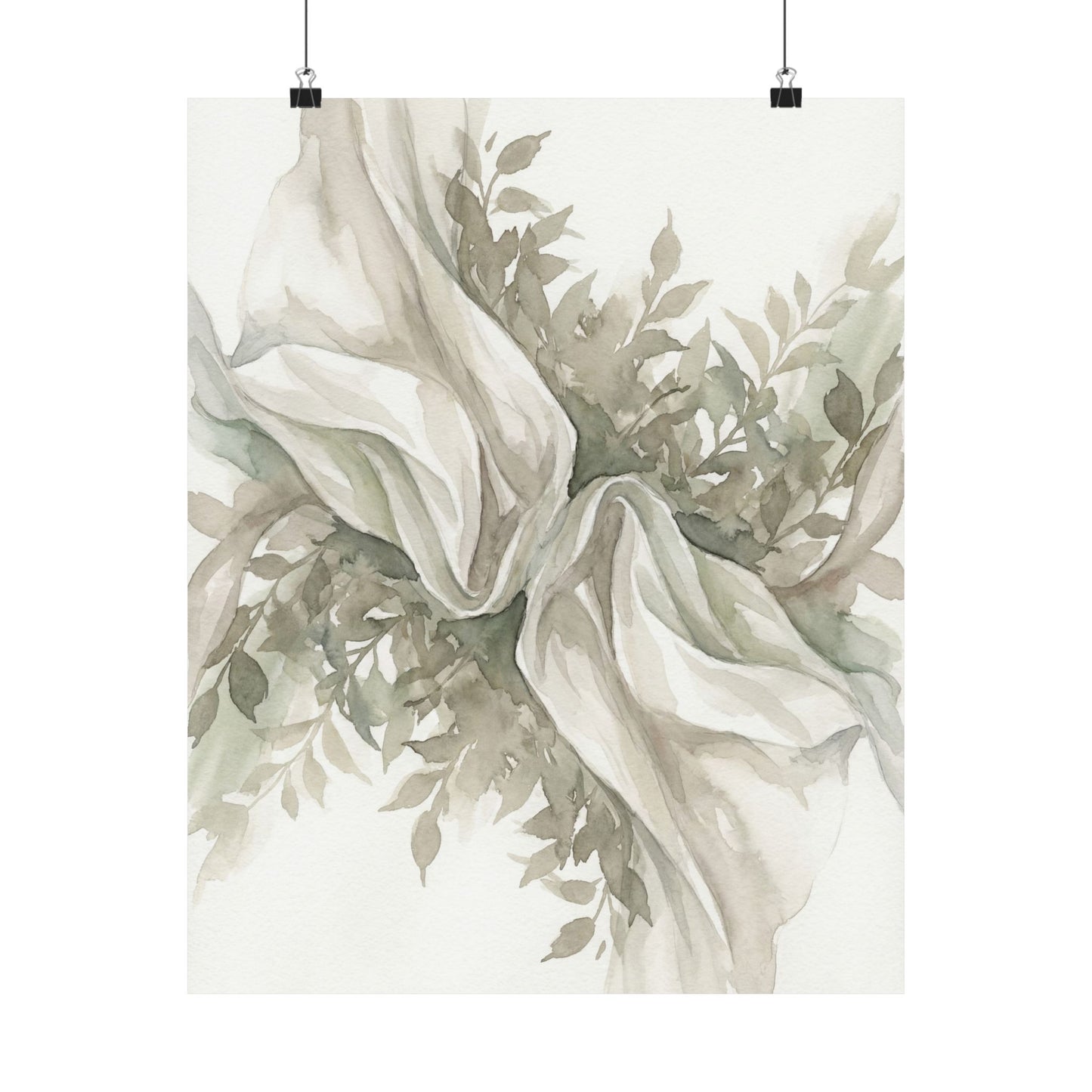 Silk Drape Watercolor Wall Art Print | Elegant Japandi Art Art Print