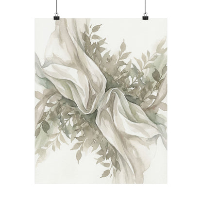 Silk Drape Watercolor Wall Art Print | Elegant Japandi Art Art Print