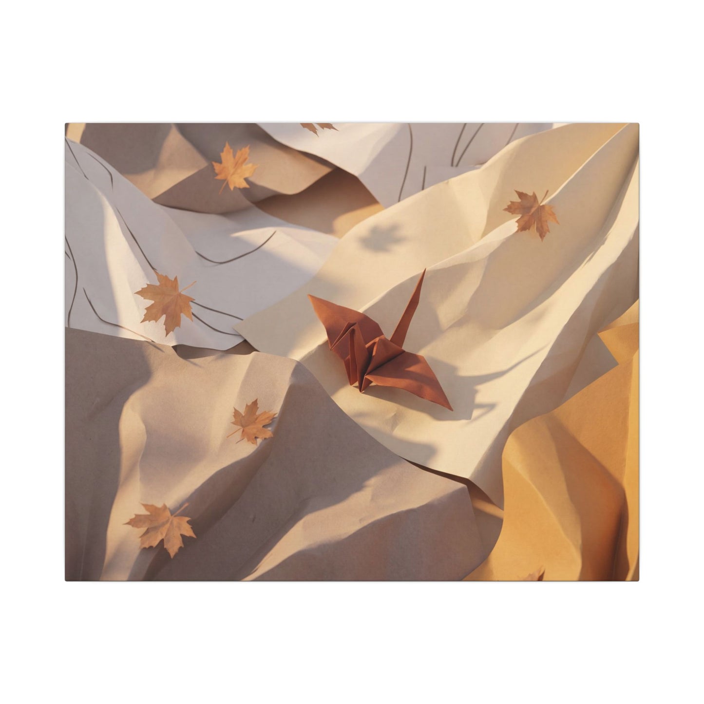 Autumn Paper Fold Minimal Line Canvas Art | Cozy Decor Art Print