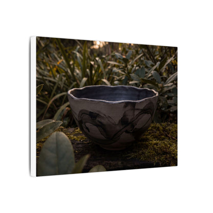 Ceramic Bowl Canvas Art | Summer Dark Japandi Charcoal Ink Art
