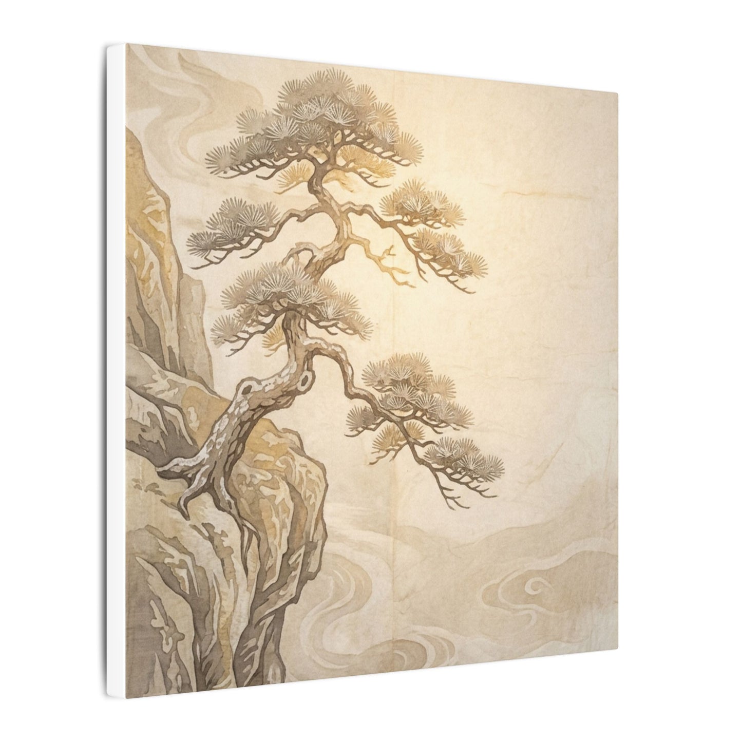 Winter Pine Tree Japanese Pattern Canvas Art | Elegant Decor