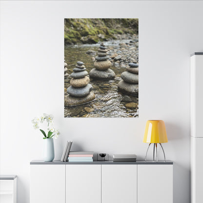 Zen River Stones in Dawn | Karesansui Canvas Art