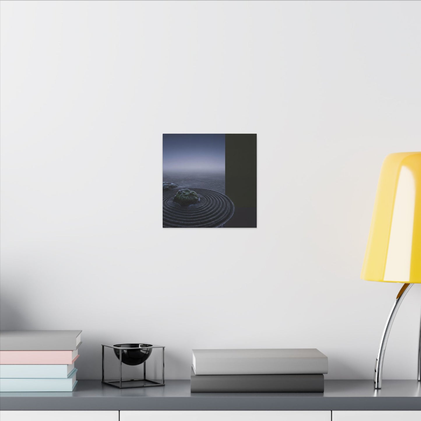Ma Rock Garden Canvas Art - Dark Japandi Moody Minimal