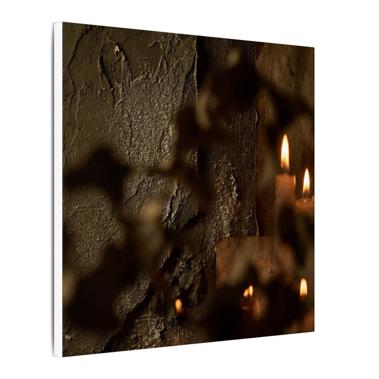 Shadow Play Dark Texture Canvas Art | Moody Dark Japandi Art