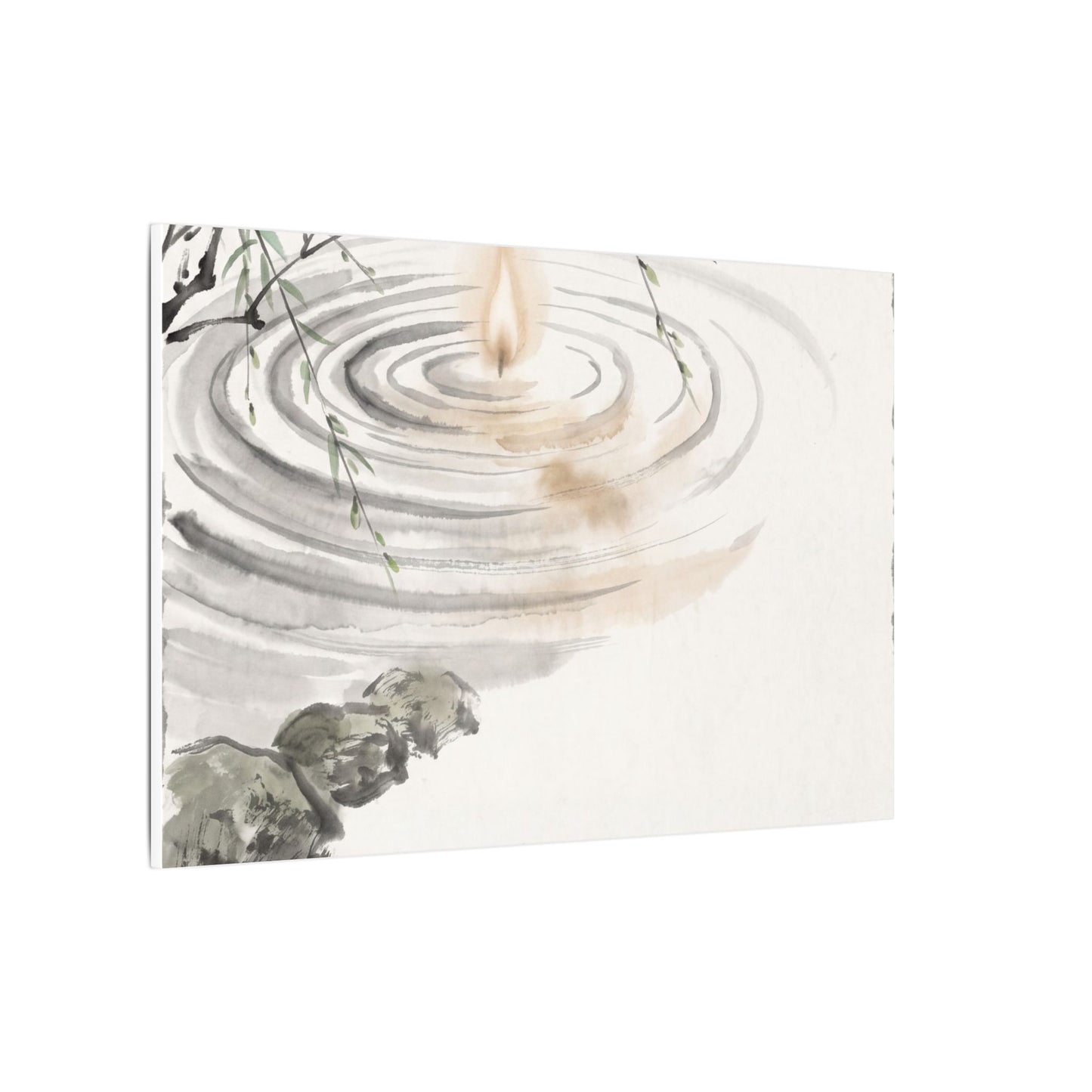Water Ripple Sumi E Canvas Art | Tranquil Zen Art