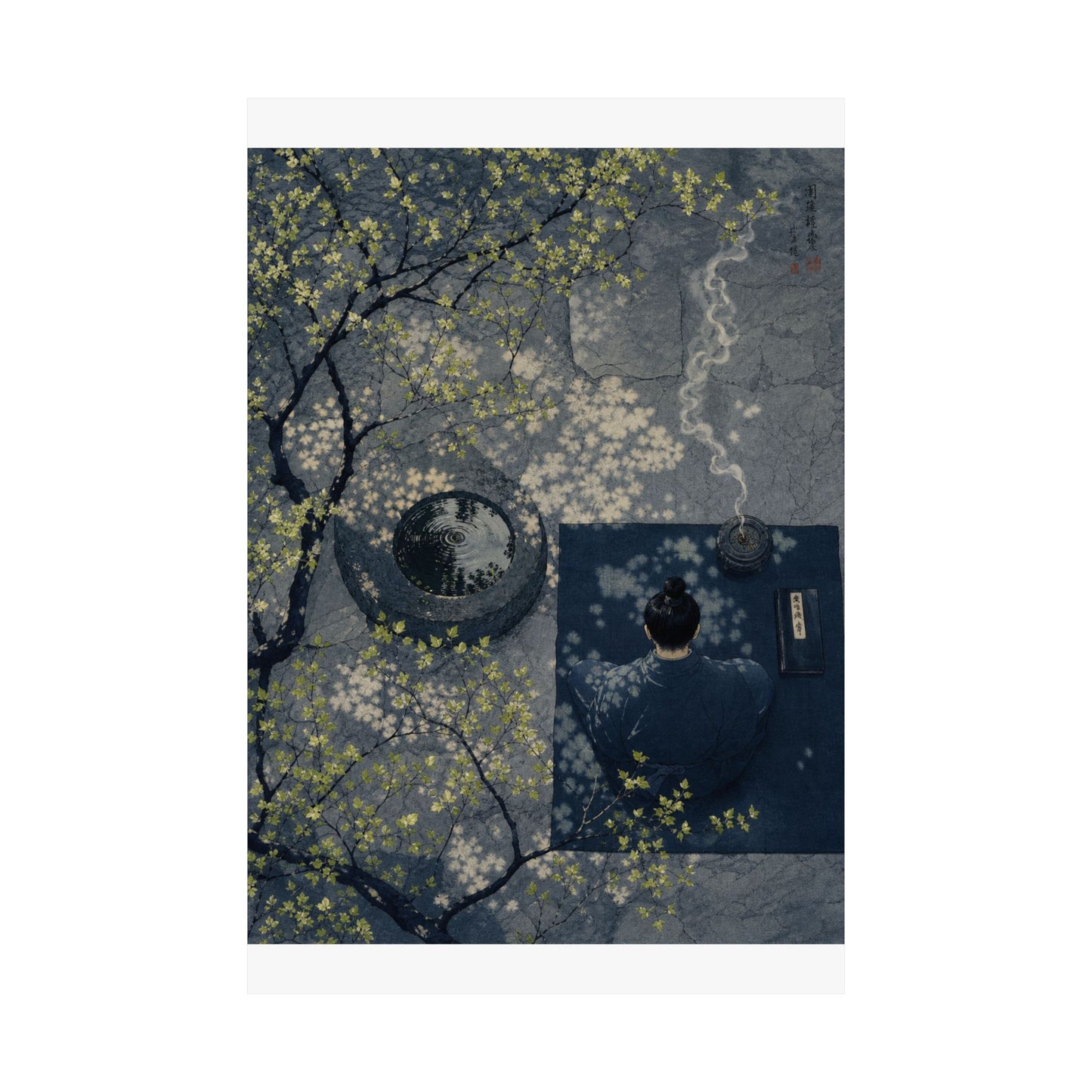 Incense Smoke Wall Art Print | Spring Zen Ukiyo E Inspired Art