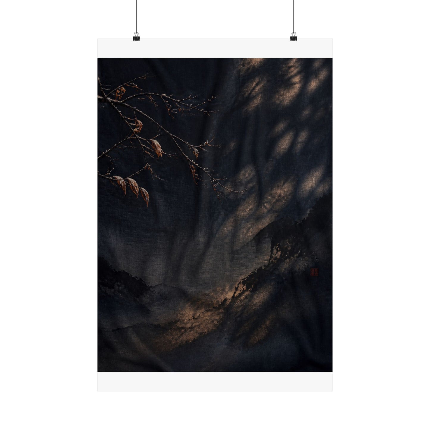 Winter Silk Drape Charcoal Ink Wall Art Print | Sophisticated Decor