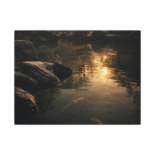 Winter Koi Pond Shadow Zen Canvas Art | Bold Decor