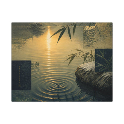 Zen Water Ripple in Golden Hour | Ukiyo E Inspired Canvas Art