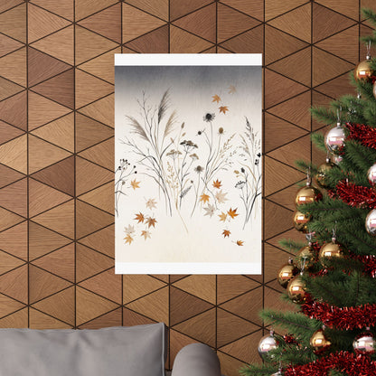 Dried Flowers Wall Art Print | Autumn Japandi Japanese Pattern Art