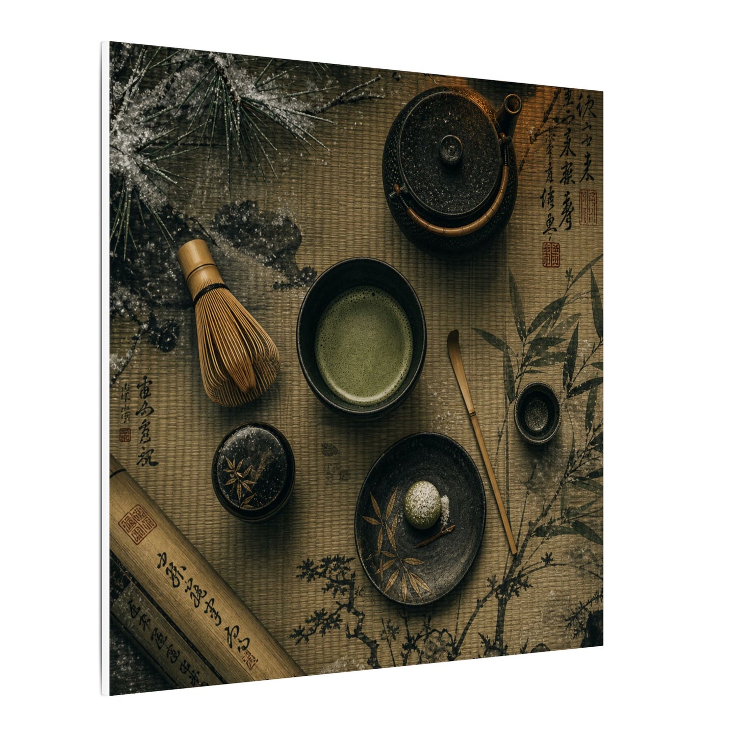 Tea Ceremony Canvas Art | Winter Zen Ukiyo E Inspired Art