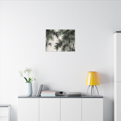 Zen Bamboo Grove in Overcast | Sumi E Canvas Art