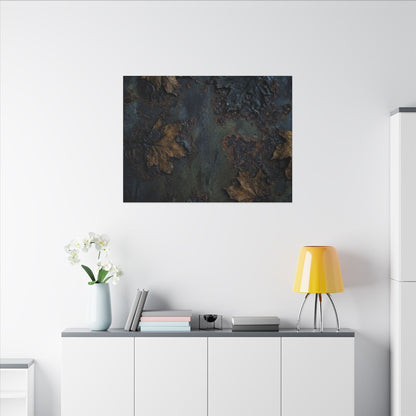 Shibui Rust Patina Canvas Art - Dark Japandi Charcoal Ink