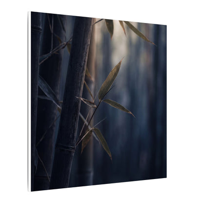 Dark Japandi Bamboo Grove in Dawn | Moody Minimal Canvas Art