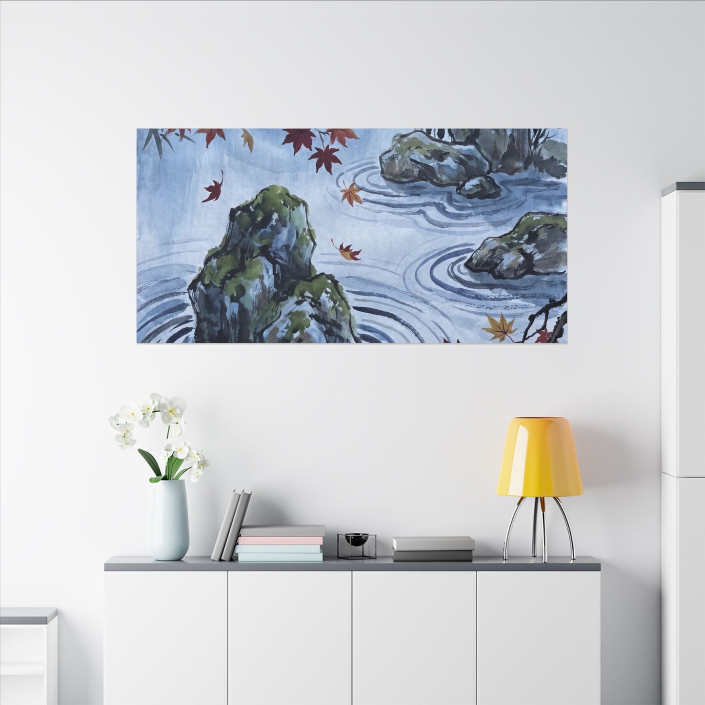 Rock Garden Autumn Canvas Art | Zen Tranquil Design