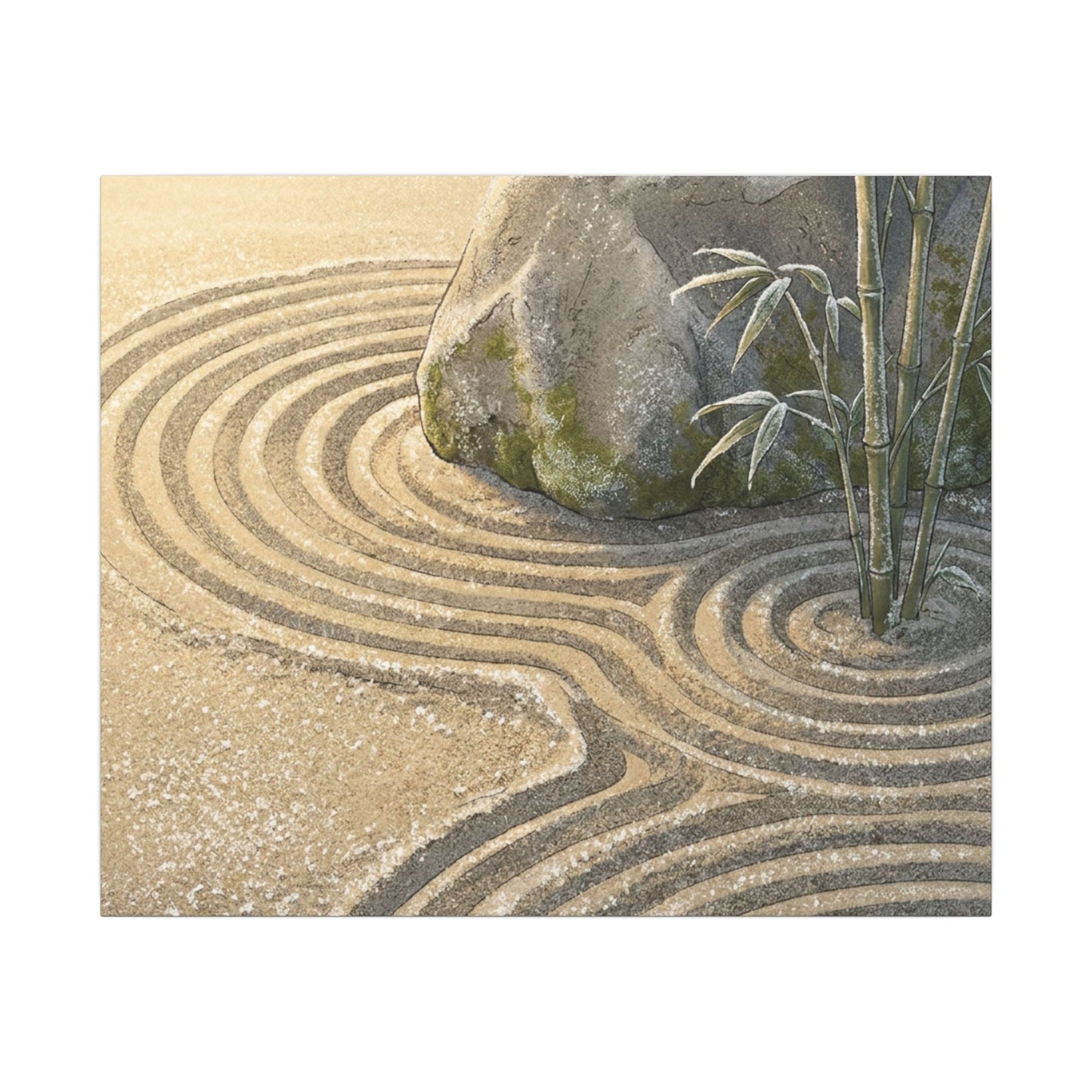 Rock Garden Winter Canvas Art | Zen Peaceful Design