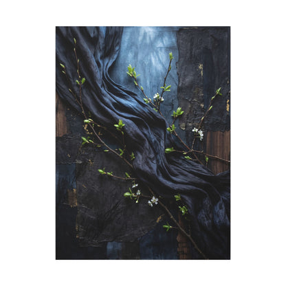 Spring Silk Drape Dark Texture Canvas Art | Atmospheric Decor