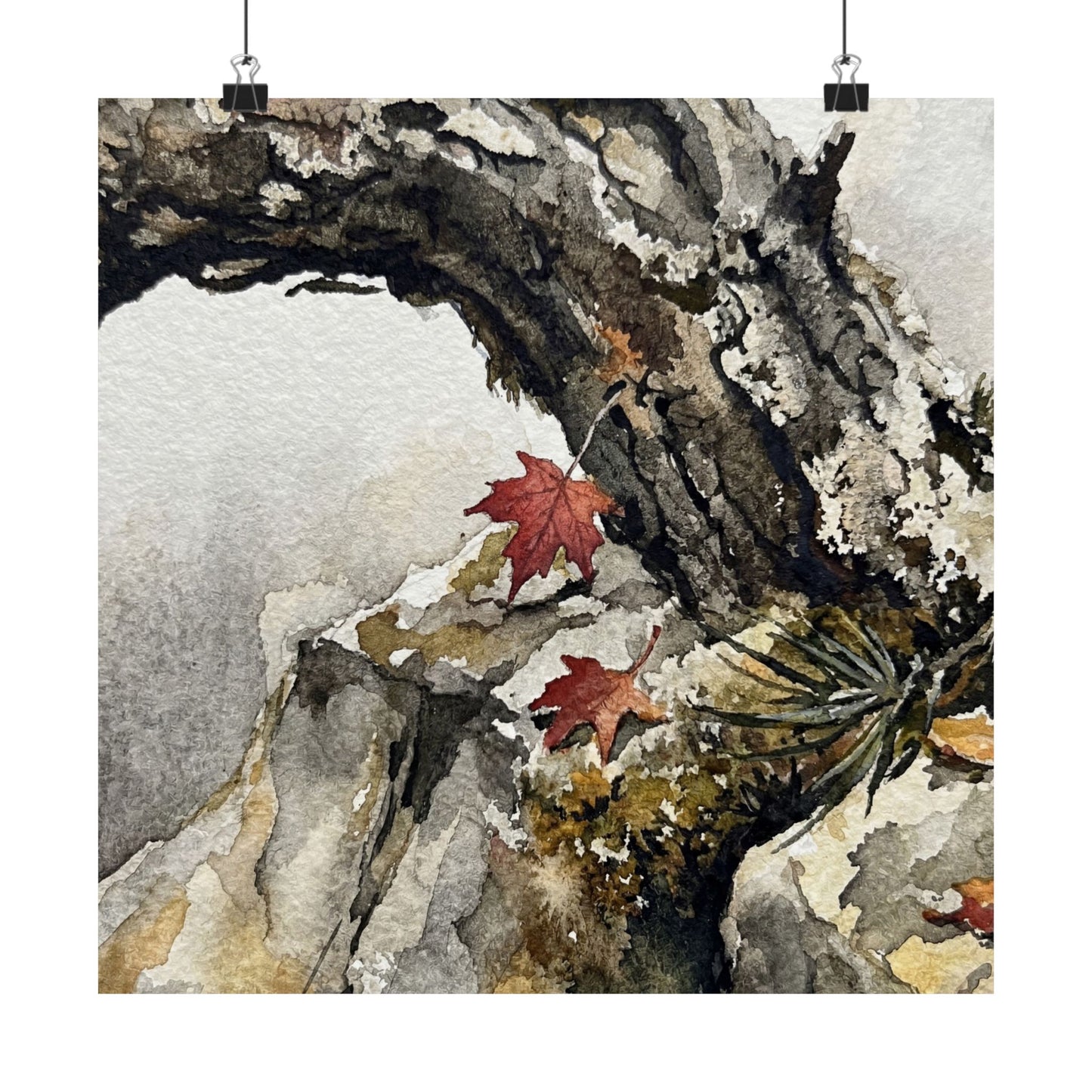 Autumn Pine Tree Watercolor Wall Art Print | Elegant Decor