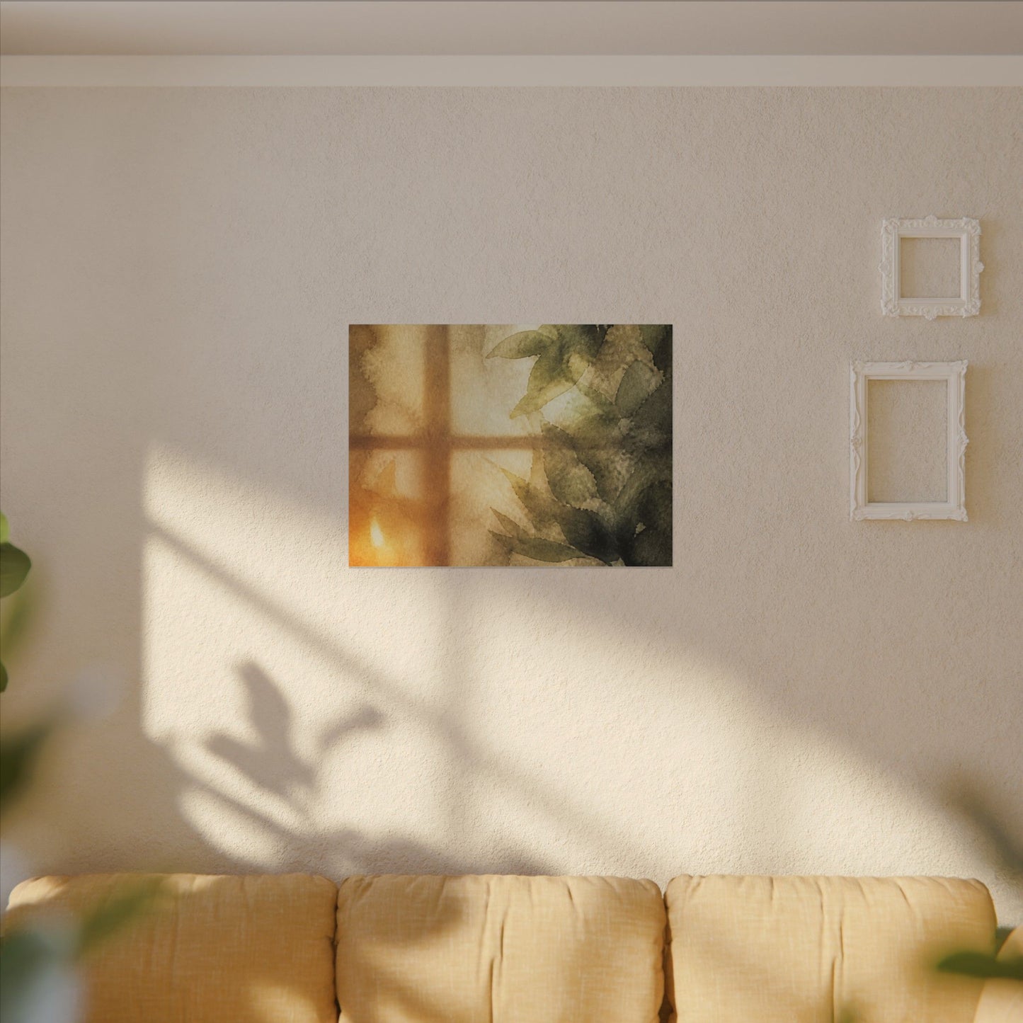 Cozy Shoji Screen Canvas Art - Watercolor Japandi
