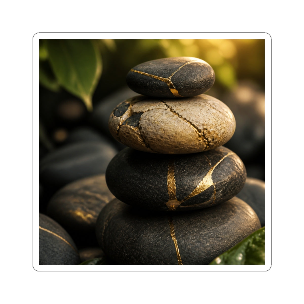 Golden Hour River Stones Sticker - Kintsugi Kanso