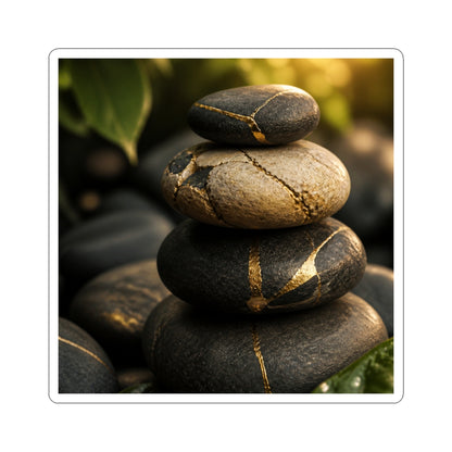 Golden Hour River Stones Sticker - Kintsugi Kanso