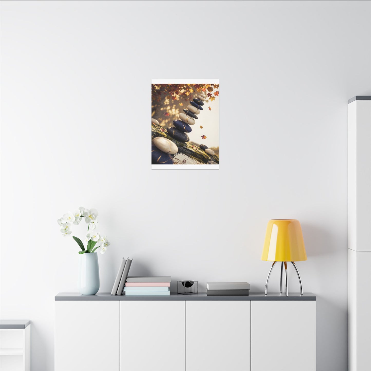 Ma River Stones Canvas Art - Kintsugi Gold Vein