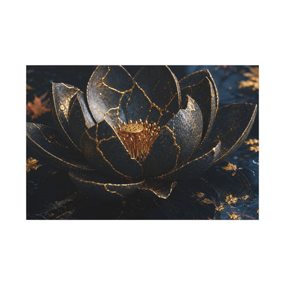 Moonlight Lotus Flower Canvas Art - Kintsugi Fukinsei