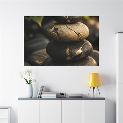 Summer River Stones Broken Beauty Canvas Art | Healing Decor