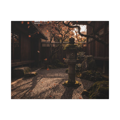 Seijaku Stone Lantern Canvas Art - Dark Japandi Shadow Zen