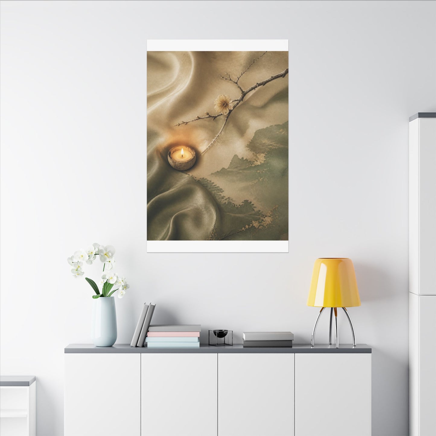 Silk Drape Japanese Pattern Canvas Art | Warm Japandi Art