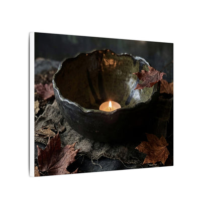 Candlelight Ceramic Bowl Canvas Art - Dark Japandi Kanso
