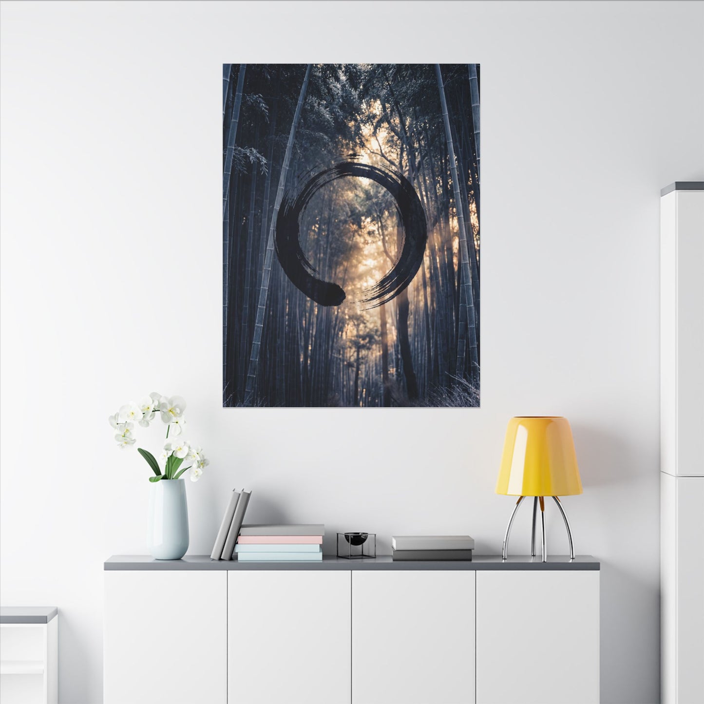 Bamboo Grove Canvas Art | Winter Zen Enso Art
