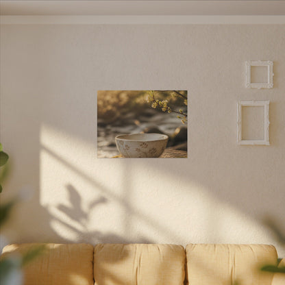 Neutral Ceramic Bowl Canvas Art - Japanese Pattern Japandi