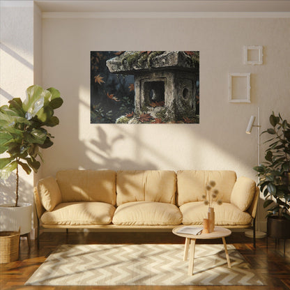 Shibui Stone Lantern Canvas Art - Japandi Minimal Line