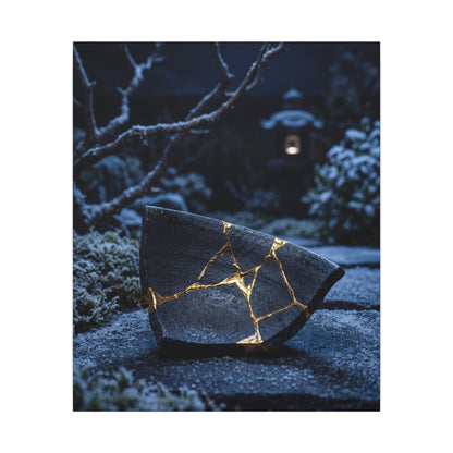 Moonlit Garden Winter Canvas Art | Kintsugi Artful Design