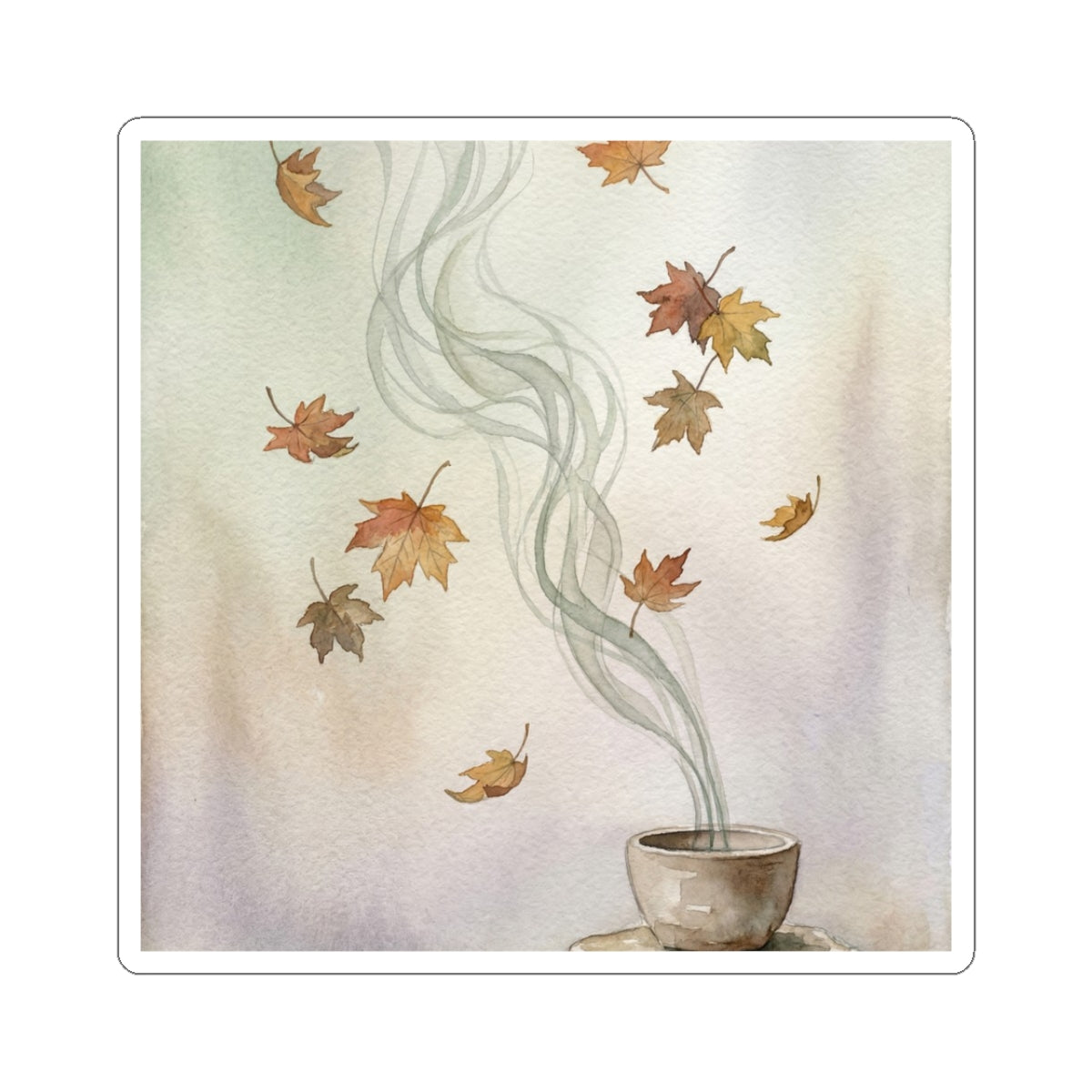 Japandi Incense Smoke in Dawn | Watercolor Sticker Art Print