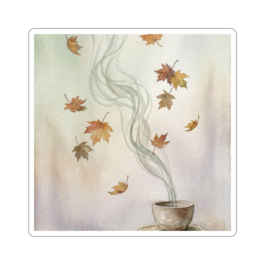Japandi Incense Smoke in Dawn | Watercolor Sticker Art Print