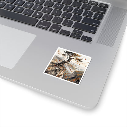 Cozy Pine Tree Sticker - Watercolor Japandi
